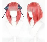 Anime Nakano Nino Cosplay Wig, Pink Bob Short Hair Wigs, Halloween Costume Party Accessories
