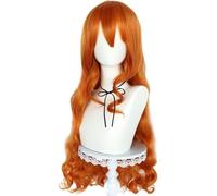 Anime Nami Cosplay Wig, Orange Long Curly Hair Heat Resistant Synthetic Wigs Halloween Party Accessories