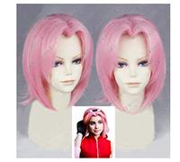 Anime Naruto Haruno Sakura Cosplay Wig Pink Short Synthetic Hair Heat Resistance Fiber Wig+ Wig Cap