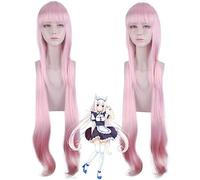 Anime Nekopara Vanilla Cosplay costume lolita maid dress + pink wig Vanilla Cat Neko maid uniform Costume plus size L Vanilla wig 737