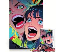 Anime Neon Fury Jigsaw Puzzles for Teenagers 1000 Pieces Recall Boost Sharp Cut Real Challenge Wall Art (50x75cm)