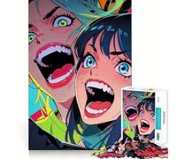 Anime Neon Fury Jigsaw Puzzles for Teenagers 1000 Pieces Recall Boost Sharp Cut Real Challenge Wall Art (50x75cm)
