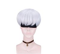 Anime Nier:automata 9s Silver White Wigs Yorha No. 9 Model S Men Wig Cosplay Costume+ Wig Cap Wig and Eye mask