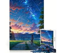 Anime Night Sky Bike Ride 1000 Piece Jigsaw Puzzles for Teenagers Jigsaw Mental Skill Clear Color Enjoyable Challenge Home Decor (50x75cm)