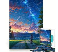 Anime Night Sky Bike Ride Jigsaws 1000 Pieces for Teenagers Sharp Thinking Neat Cut Fun Activity (38x52cm)