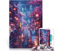 Anime Night Street1000 Piece Jigsaw Puzzles for teenagers Jigsaw Brain Teaser Game for is ideal as a gift for the whole family 38x26cm