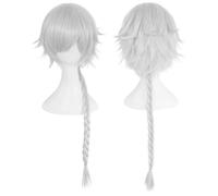 Anime Nikolai Gogol Cosplay Wig White Curly with Long Braid Hair Halloween Costume Party Props Accessory