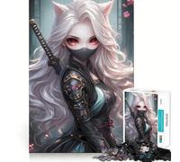Anime Ninja Fox Girl 1000 Piece Jigsaws for Teenagers Casual Game Creative Play Fun Activity Home Accent (50x75cm)