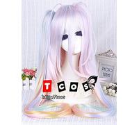 Anime No Game No Life Shiro 110cm Long Multi-color Synthetic Hair Cosplay Costume Wig With A 90cm Clip Ponytail + Wig Cap