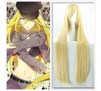 Anime Noragami Bishamon Blonde 100cm Long Golden Straight Heat Resistant Synthetic Hair Cosplay Props Halloween + Free Wig Cap