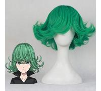 Anime One Punch Man Tatsumaki Cosplay Wig 30cm Short Curly Wavy Heat Resistant Synthetic Hair + Free Wig Cap tatsumaki