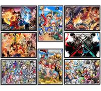 Anime OP Manga New World Luffy Poster,Straw Hat Luffy Gear 5 Posters,Poster Set,Anime Pictures Art Print for Boy Bedroom Living Room Home Wall Decor,Set of 8 pcs,11.5x16.5 inches