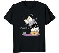 Anime Otaku Tops Kawaii Cartoon Cat Graphic Printed Unsex T Shirt Bruce Smelly Cat Tee Black XL