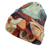 Anime Owl Beanie for Men Women, Funny Full Printed Knitted Hat Warm Winter Hat Baggy Slouchy Beanie Skull Cap