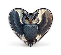 Anime Owl Button Pin Heart Shape Alloy Lapel Pins Badges Novelty Funny Enamel Pins Personalized Pinback Button Badges Cute Heart Brooche for Jackets Bags
