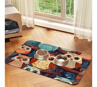 Anime Owl Dog Food Mats for Floors, 16x24 Inch Non-Slip Super Absorbent Pet Food Mat, Dishwasher Dog Mat for Food and Water, Cute Quick Dry Pet Feeding Mat for Dogs Puppy Cats
