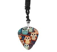 Anime Owl Guitar Pick Necklace Exquisite Titanium Steel Personalized Necklaces Cool Pendant Necklaces Fashion Guitar Pick Holder Necklace Unique Gifts for Adult