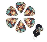 Anime Owl Guitar Picks 6 Pack 3 Different Thickness Celluloid Guitar Plectrums with Guitar Pick Holder Personalized Guitar Pick for Acoustic Guitar, Electric Guitar, Bass, Ukulele