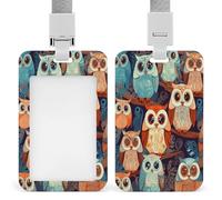 Anime Owl ID Badge Holder Waterproof Card Protector Push-Pull Slot Work ID Card Holder with Lanyard Personalized Detachable Card Holders for Office Corporate Use