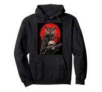 Anime Owl with Skull Goth Men Women Gothic Anime Skull Owl Pullover Hoodie