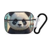 Anime Panda Face AirPod Pro Case, Anti Scratch Hard PC Cover with Keychain, AirPod Pro 2nd/1st Case Accessories for Women Men, Black-Style