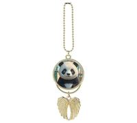 Anime Panda Face Car Hanging Pendant, Zinc Alloy Rearview Mirror Charms - Relieve Visual Fatigue, Vintage Keychain Pendant, Lucky Car Interior Hanging Decoration, Golden-Style