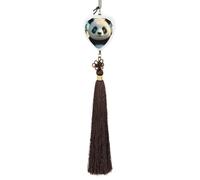 Anime Panda Face Car Pendant Sun Catcher Crystal Ornament for Rearview Mirror, Elegant Car Hanging Ornament with Tassel for Home & Office Decor