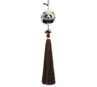 Anime Panda Face Car Pendant Sun Catcher Crystal Ornament for Rearview Mirror, Elegant Car Hanging Ornament with Tassel for Home & Office Decor
