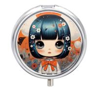 Anime Pictures Pill Box Waterproof Portable Medicine Pill Case Moisture Proof Metal Travel Pill Box with 3 Compartment Medicine Case