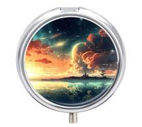 Anime Pill Box 3 Compartment Small, Personalized Pill Organizer with Mirror, Portable Pill Case for Pocket Or Purse, Round Pill Containe Travel Gifts, Pill Holder