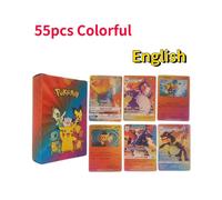 Anime Pokemon Pikachu Charizard Colorful English Rainbow Gold Trainer Rare Battle Collection Card