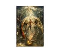 Anime Prays to Archangel Saint Michael Art Poster Decorative Painting Canvas Wall Art Living Room Poster Bedroom Painting Wall Art Picture Print Modern Family Room Decor 24 x 36 inches (60 x 90 cm)