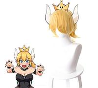 Anime Princess Bowsette Role Play Golden Ponytail Synthetic Hair Super Mario Peach Koopa Bowser Cosplay Wig Party Costume Wigs