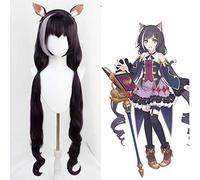 Anime Princess Connect! Re:Dive Kyro Cosplay Wig 110cm Gradient Cat Ears Long Curly Ponytail Wig Hair Cosplay Wig + Plush Ears wig with Ears