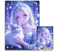 Anime Princess Turkish Angora Cat Jigsaws 1000Pieces for Adults Puzzles for Adults Home Activity for Holidays Birthdays And Family Game Nights 1000 PCS(75x50cm)