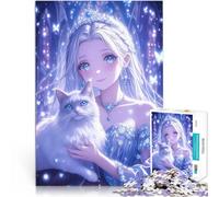 Anime Princess Turkish Angora CatAdults Puzzles 1000 Piece Jigsaws Relax Games Every Piece is Unique - Challenging Family Fun Game 38x26cm
