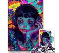 Anime Psychedelic Girl Jigsaw Puzzles for Teenagers 1000 Jigsaws,Help The Brain Exercise Addictive Toys to Cultivate Patience Unique Challenge Game 50x75cm