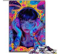 Anime Psychedelic Girl Puzzles for Adults 1000 Pieces, Pattern Assembly Fun at Home Activities, Birthday Present,Travel Gifts (50x75cm)