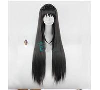 Anime Puella Magi Madoka Magica Akemi Homura Cosplay Wig Long Black Heat Resistant Synthetic Hair Wigs + Wig Cap + Hairband
