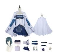 Anime Puella Magi Madoka Magica Miki Sayaka Cosplay Costume with Wig for Women Dress Up White Shawl Blue Skirt Full Accessories Halloween Carnival Party Role Play Outfits