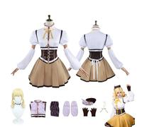 Anime Puella Magi Madoka Magica Tomoe Mami Cosplay Costume with Wig for Women Dress Up White Orange Skirt Full Accessories Halloween Carnival Party Role Play Outfits