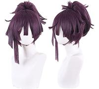 Anime Purple Cosplay Wigs Role Costume Wig Short Hair with Ponytail for Women Halloween Party Cos