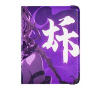 Anime Purple Lady Leather passport book holder for travel Travel Documents Organizer Protector Passport Holder Combo with Vaccine Card Slot for women Lightweight