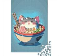 Anime Ramen Noodle Cat 1000 Piece Puzzle for Relaxing Weekends, 52x38cm/1000pcs