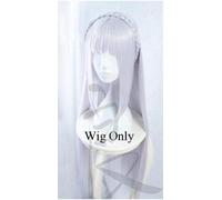 Anime Re: Life in a Different World from Zero Emilia Cosplay Wig Long Silver Purple Synthetic Hair Wig + Wig Cap + Flower Wig Only