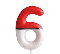 Anime Red and White Birthday Cake Candle, Number 6 Birthday Candle Cake Topper for Boy Girl Cartoon Game Birthday Decoration Party Supply