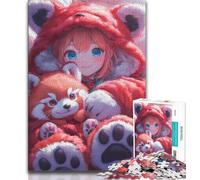 Anime Red Panda Girl Jigsaw Puzzles for Adults 1000 Jigsaws,Challenging Game Gifts for Is Ideal As A Gift for The Whole Family (38x26cm)