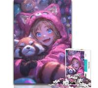 Anime Red Panda Girl Jigsaw Puzzles for Adults 1000 Jigsaws,Challenging Game Gifts for Is Ideal As A Gift for The Whole Family (50x75cm)