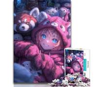 Anime Red Panda Girl Jigsaw Puzzles for Teenagers,Challenging Game Toys Every Piece Is Unique - Challenging Family Fun Game 50x75cm