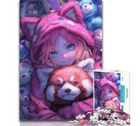 Anime Red Panda Girl Puzzles for Teenagers Teens 1000pc Puzzle,Pattern Assembly Fun at Home Activities,Birthday Present,Travel Gifts (38x26cm)